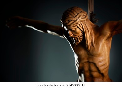 A Studio Photo Of A Sculpture Of Jesus. Christ's Resurrection Concept.