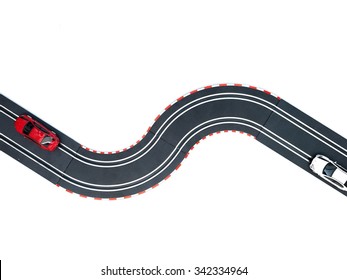 A Studio Photo Of A Slot Car Race Set