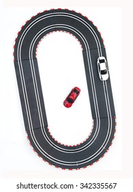 A Studio Photo Of A Slot Car Race Set