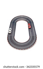 A Studio Photo Of A Slot Car Race Set