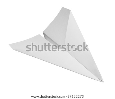 studio photography of a paper plane isolated on white with clipping path