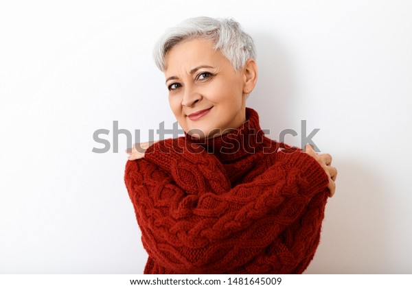 Studio Portrait Attractive Short Haired Senior Stock Photo Edit