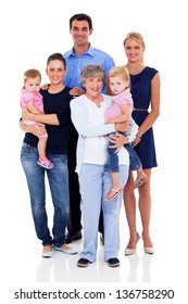 Studio Portrait Of Big Family On White Background