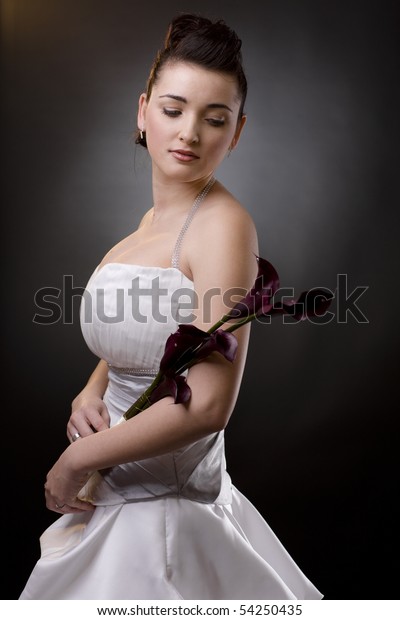 Studio Portrait Bride Posing White Wedding Stock Photo Edit Now