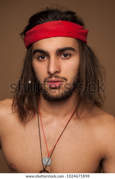 Studio Portrait Caucasian Young Man Long Stock Photo Edit Now