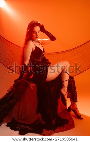 Studio portrait of the dark bride. This photo has been taken in Prague, Czech Republic, September 2025