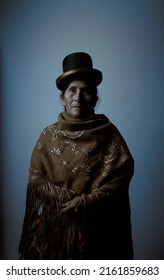 Studio Portrait Of An Elderly Woman Wearing A Chola Pace?a Traditional Costume.