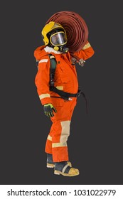 Studio Portrait Firefighter Dressed Uniform Safety Stock Photo ...