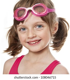 Studio Portrait Little Girl Swim Glasses Stock Photo 108046715 ...