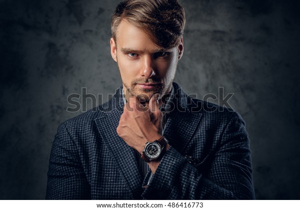 Studio Portrait Modern Stylish Male On Stock Photo (Edit