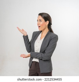 Studio Portrait Photo Of A Young Beautiful Elegant Brazilian Female Businesswoman Lady Wearing Smart Casual Business Attire Suit Posing With A Series Moments Of Emotion And Gesture