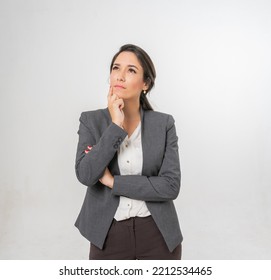 Studio Portrait Photo Of A Young Beautiful Elegant Brazilian Female Businesswoman Lady Wearing Smart Casual Business Attire Suit Posing With A Series Moments Of Emotion And Gesture