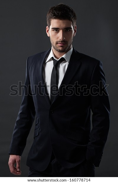 Studio Portrait Serious Young Businessman Wearing Stock Photo 160778714 ...