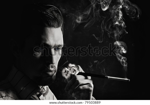 Studio Portrait Young Man Smoking Cigarette Stock Photo (Edit Now) 79503889