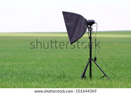 studio set up with lights outdoors