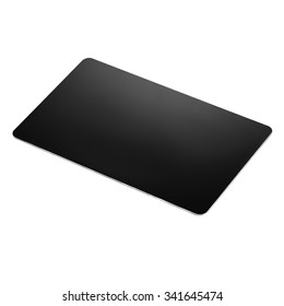 Studio Shot Of A Black Credit Card Or Gift Card Isolated On White. Image Taken From Above, Top View.