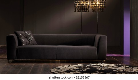 A Studio Shot Of Black Sofa