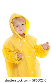 Studio Shot With Child With Yellow Raincoat