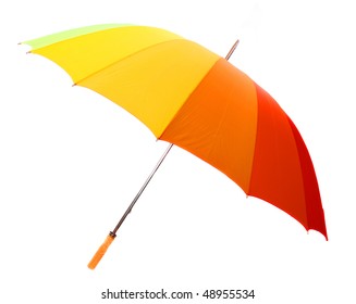 Studio Shot Of Classic Color-full Umbrella Isolated On White.