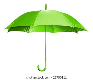 Studio Shot Of Classic Green Umbrella Isolated On White