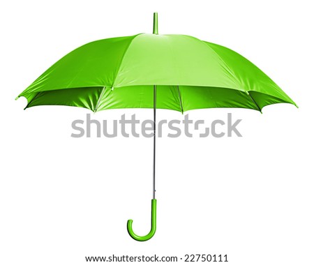Studio Shot of Classic Green Umbrella Isolated on White