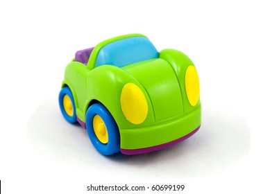 Studio Shot Of The Colorful Toy Car Isolated On White.