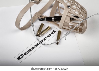 Studio shot with a concept about press freedom and censorship