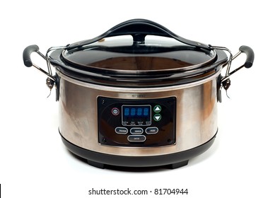 Studio Shot Of Crock Pot Isolated On White