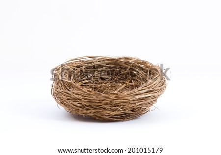 Studio shot of an empty bird nest isolated on white background