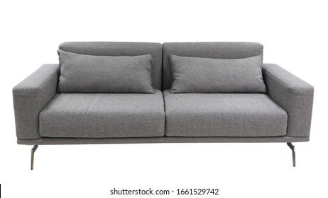 Studio Shot Of A Grey Modern Sofa Isolated On White Background