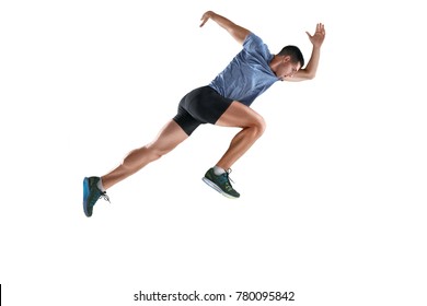 The Studio Shot Of High Jump Athlete Is In Action