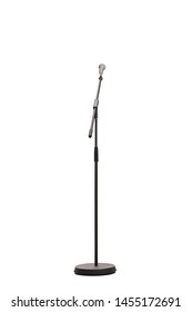 Studio Shot Of A Microphone On A Stand Isolated On White Background
