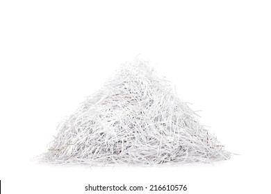 Studio Shot Of A Pile Of Shredded Paper Isolated On White Background