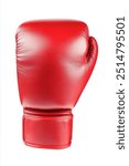 A studio shot of a red boxing glove white background.