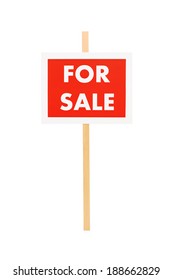 Studio Shot Of A For Sale Sign Isolated On White Background