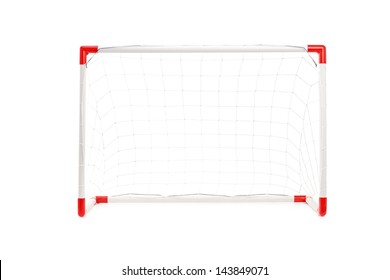 Studio Shot Of A Soccer Goal Isolated On White Background