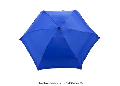 Studio Shot Of Top Blue Umbrella Isolated On White