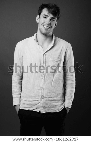 Similar – Image, Stock Photo young guy smiles and touches hair