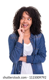 Studio Shot: Young Woman Having A Great Idea