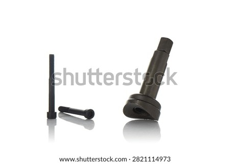 Studio three quarter perspective view of scooter kickstarter ratchet shaft gear set featuring hardened black oxide steel construction, hex head cap bolts, machined metal surface, soft reflection, and clean composition on isolated white background showcasing engine hardware.