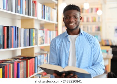 A studious young man in a library, surrounded by books, embodies the pursuit of knowledge and education.