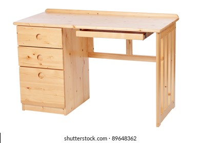 Study Desk Isolated Over White, With Clipping Path