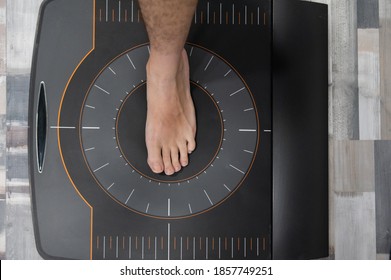 Study Of The Footprint In Podiatry Clinic. Top View.Copy Space