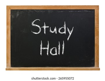 Study Hall Written In White Chalk On A Black Chalkboard Isolated On White