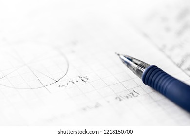Studying mathematics and science concept. Notes in math class. Geometry, numbers, equation or formula on paper with pen. Homework, exam, assignment, lesson or project in school, college or university  - Powered by Shutterstock - Get 15% off with code: PIKWIZARD15