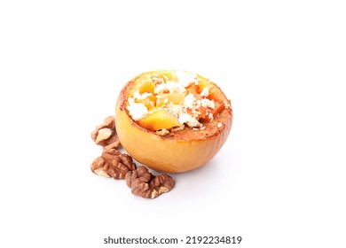 Stuffed Baked Apple Isolated On White Background