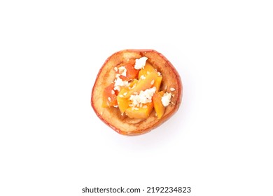 Stuffed Baked Apple Isolated On White Background