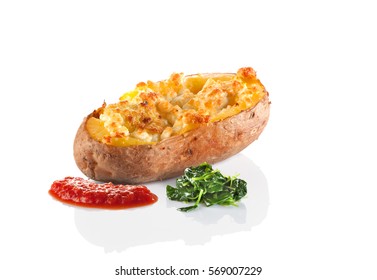 Stuffed Baked Potatoes On A White Background