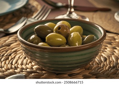 Stuffed green olives in a bowl - Powered by Shutterstock