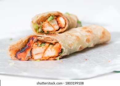 Stuffed Kebab Roll In Paratha.